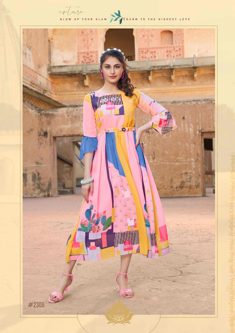 FUSION New Latest Designer Party Wear Printed Georgette Kurtis Collection